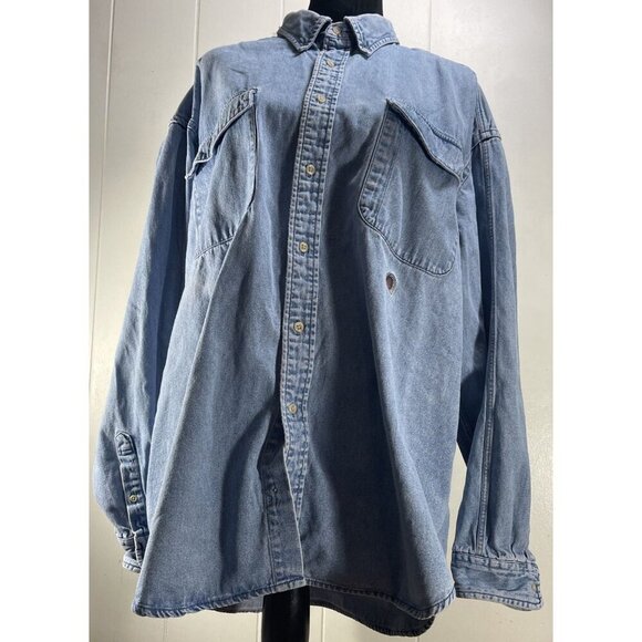 Vintage Tommy Hilfiger Denim Heavy Weight Button Down Shirt Jacket Size XL - Picture 1 of 16